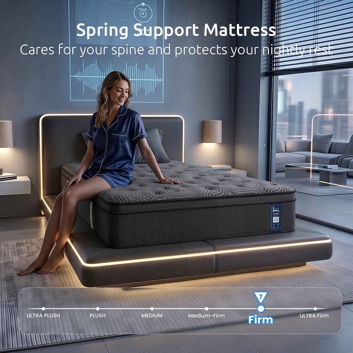 Levitex 34 cm Pocket Spring Mattress with Reinforced Edge Support & 5-Zone Pressure Relief Breathable Gel Memory Foam Hybrid Mattress for Back Pain Single
