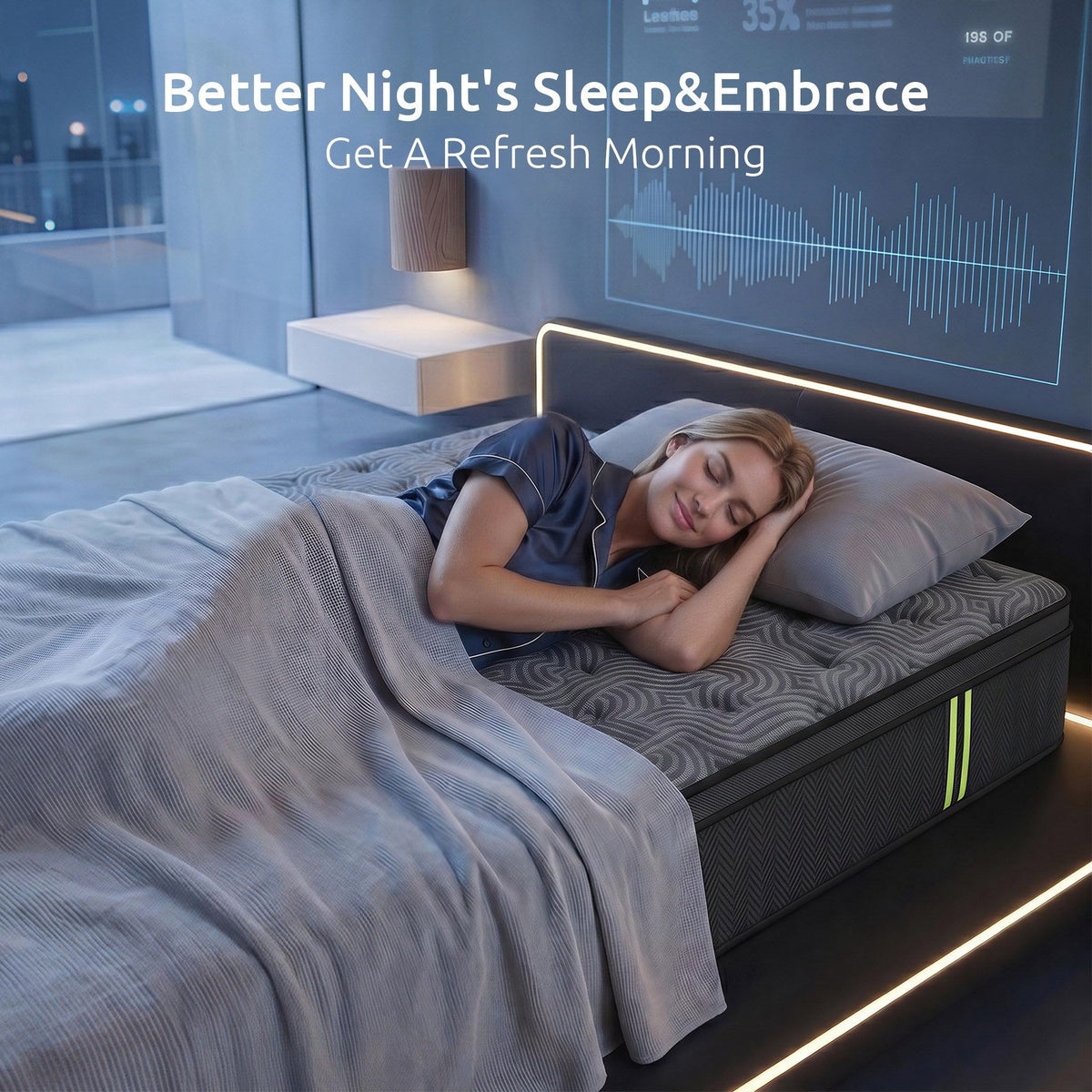 Levitex 34 cm Pocket Spring Mattress with Reinforced Edge Support & 5-Zone Pressure Relief Breathable Gel Memory Foam Hybrid Mattress for Back Pain Single