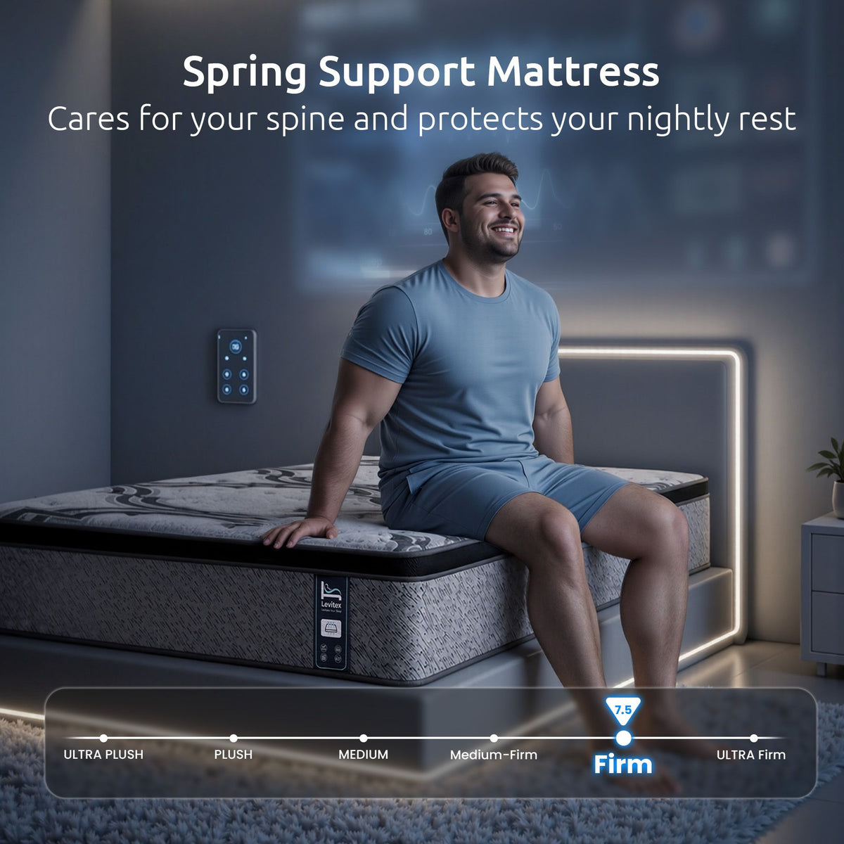 Levitex 5-Zone Pocket Spring Mattress with Latex & Memory Foam 7.5 Firm Hybrid Mattress for Extra Lumbar & Shoulder Support 34 cm Thickness King Single