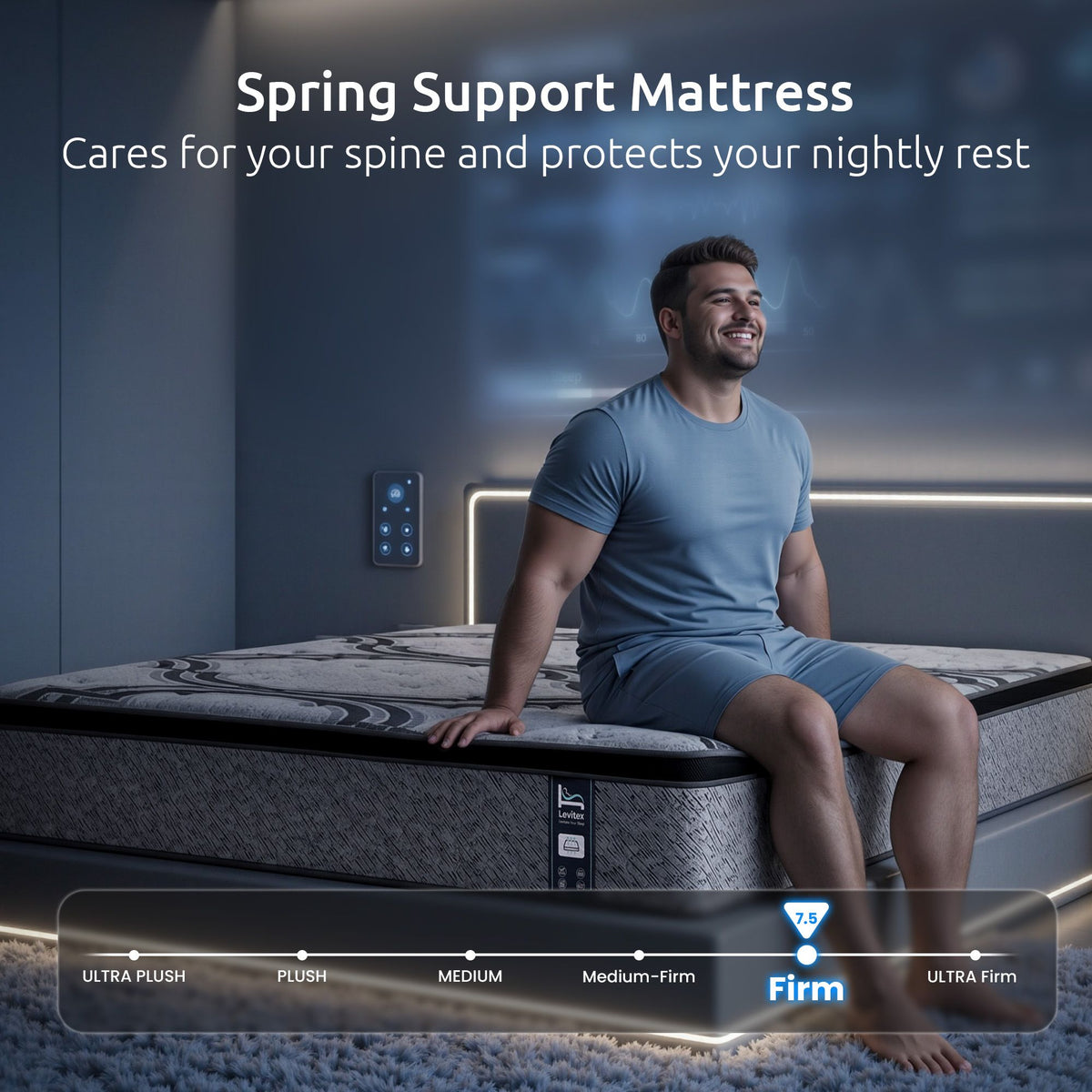 Levitex 5-Zone Pocket Spring Mattress with Latex & Memory Foam 7.5 Firm Hybrid Mattress for Extra Lumbar & Shoulder Support 34 cm Thickness Queen
