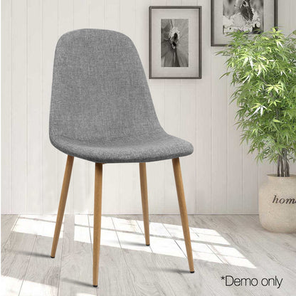 Artiss Dining Chairs Set of 4 Linen Curved Slope Grey
