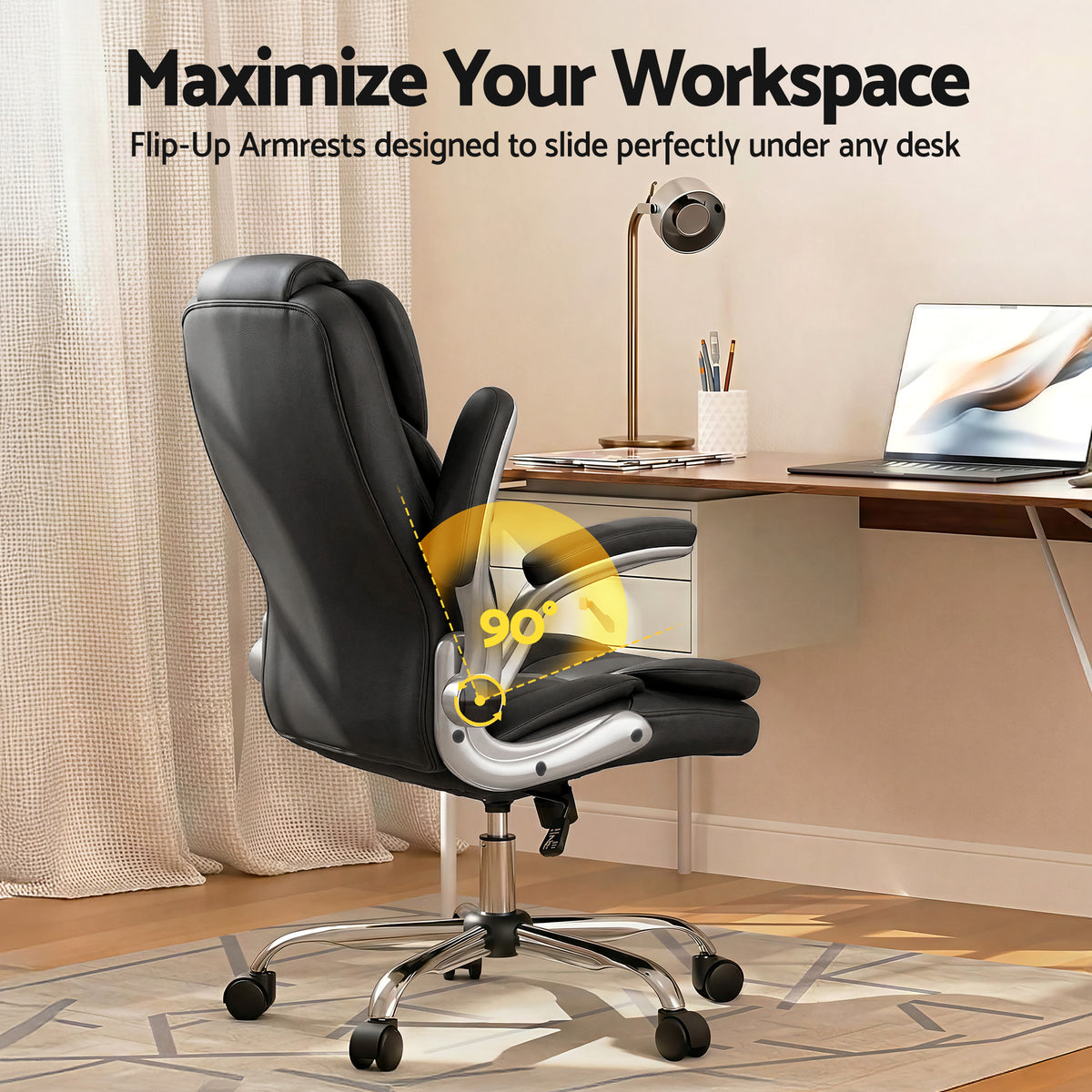 Artiss Executive Office Chair Leather Tilt Black