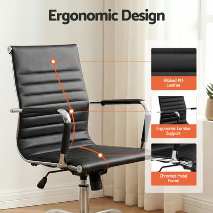 Artiss Office Chair Conference Chairs PU Leather Mid Back Black