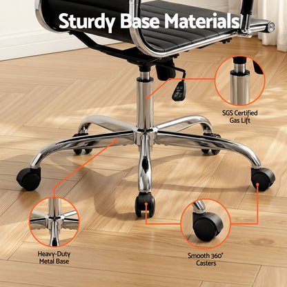 Artiss Office Chair Conference Chairs PU Leather Mid Back Black