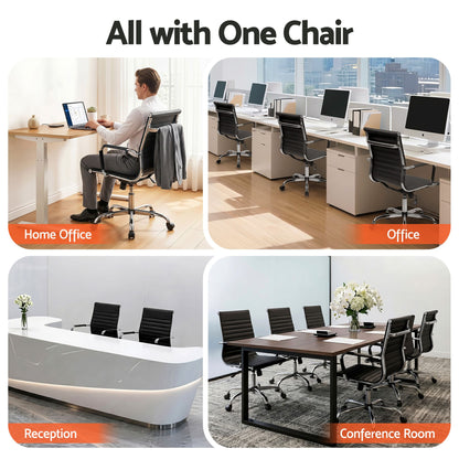 Artiss Office Chair Conference Chairs PU Leather Mid Back Black