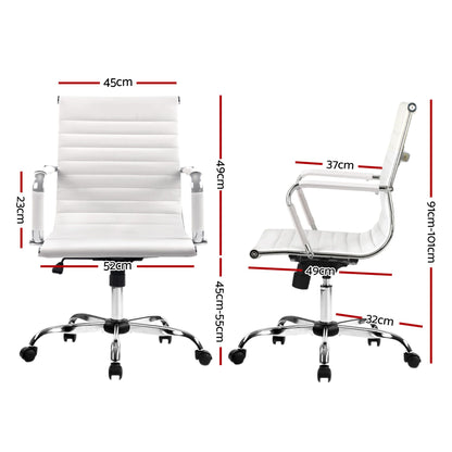 Artiss Office Chair Conference Chairs PU Leather Mid Back White