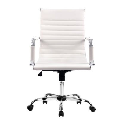 Artiss Office Chair Conference Chairs PU Leather Mid Back White