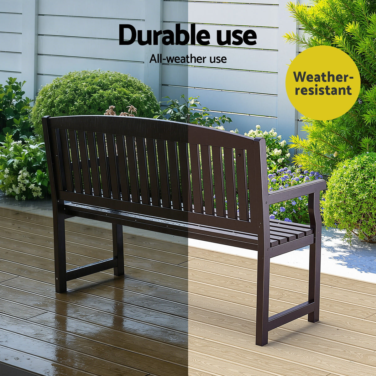 Gardeon Outdoor Garden Bench Wooden 2 Seater Lounge Chair Patio Furniture Brown