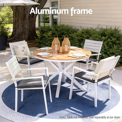 Gardeon 4PC Outdoor Dining Chairs Stackable Aluminum Lounge Chair Patio Furniture
