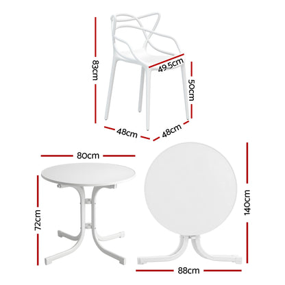 Gardeon 5PCS Outdoor Dining Set Table and Chairs Garden Patio Furniture Entwine White