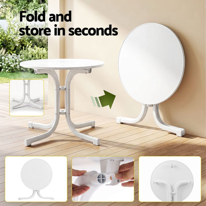 Gardeon 5PCS Outdoor Dining Set Table and Chairs Garden Patio Furniture Entwine White