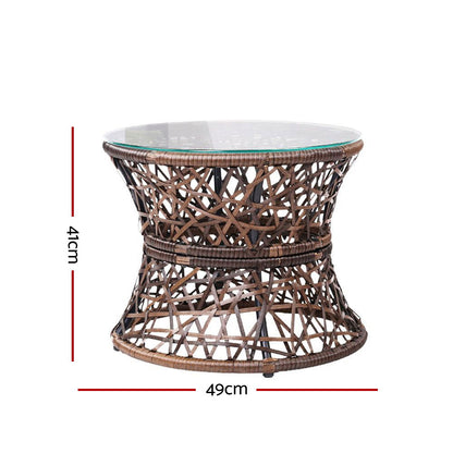 Gardeon Outdoor Lounge Setting Furniture Wicker Papasan Chairs Table Patio Brown
