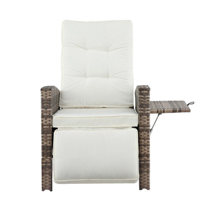 Gardeon Outdoor Recliner Chairs Sun lounge Wicker Lounger Patio Furniture Adjustable Brown