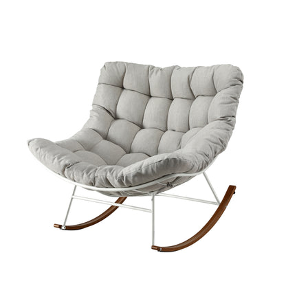 Gardeon Outdoor Rocking Chair Furniture Papasan Recliner Garden Patio Lounge Setting White