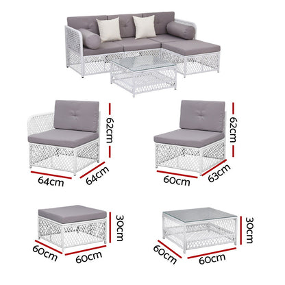Gardeon 4 Seater Outdoor Sofa Set 5PCS Table Chair Set Garden Patio Furniture