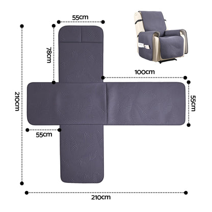 Artiss Quilted Recliner Chair Covers 100% Waterproof Recliner Slipcovers Grey