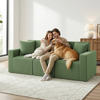 Artiss Modular 3-Seater Sofa Bed Convertible Sectional Floor Couch with Deep Seat
