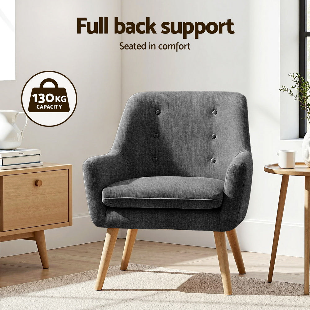 Artiss 2X Armchair Lounge Chair Accent Tub Chair Charcoal ANNE