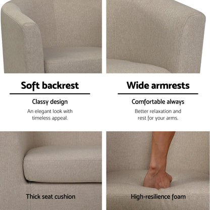 Artiss Armchair Tub Chair Beige Abby