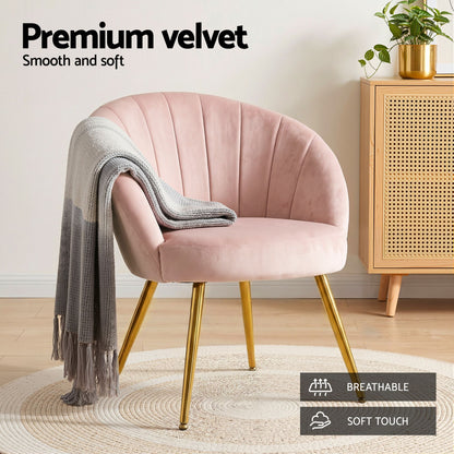 Artiss Armchair Velvet Pink Eloise