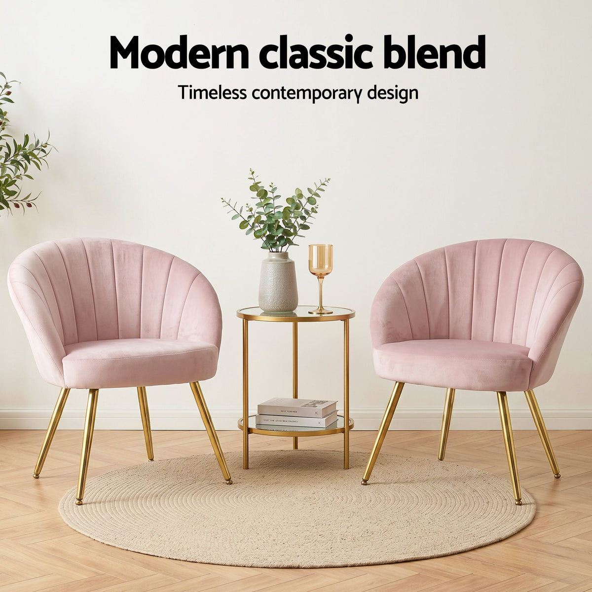 Artiss Armchair Velvet Pink Eloise