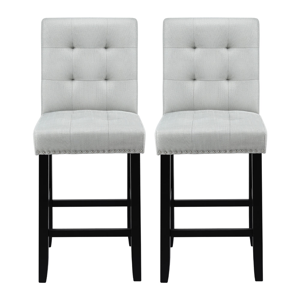 Artiss 2x Bar Stools Kitchen Dining Chairs Counter Fabric Stool Wooden Ada Grey