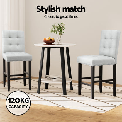 Artiss 4x Bar Stools Kitchen Dining Chairs Counter Fabric Stool Wooden Ada Grey