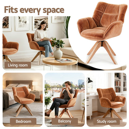 Artiss Swivel Chair Armchair Nursing Velvet Brown
