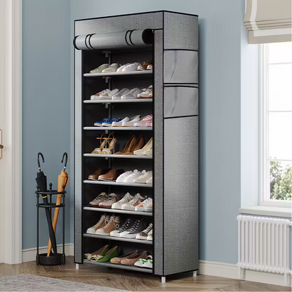 Multi-functional 10-layer shoe rack (can be freely disassembled into any number of layers) - Easy to assemble, portable for storage, suitable for 15 to 27 pairs of sports shoes, high heels and boots, it is an ideal choice for home use