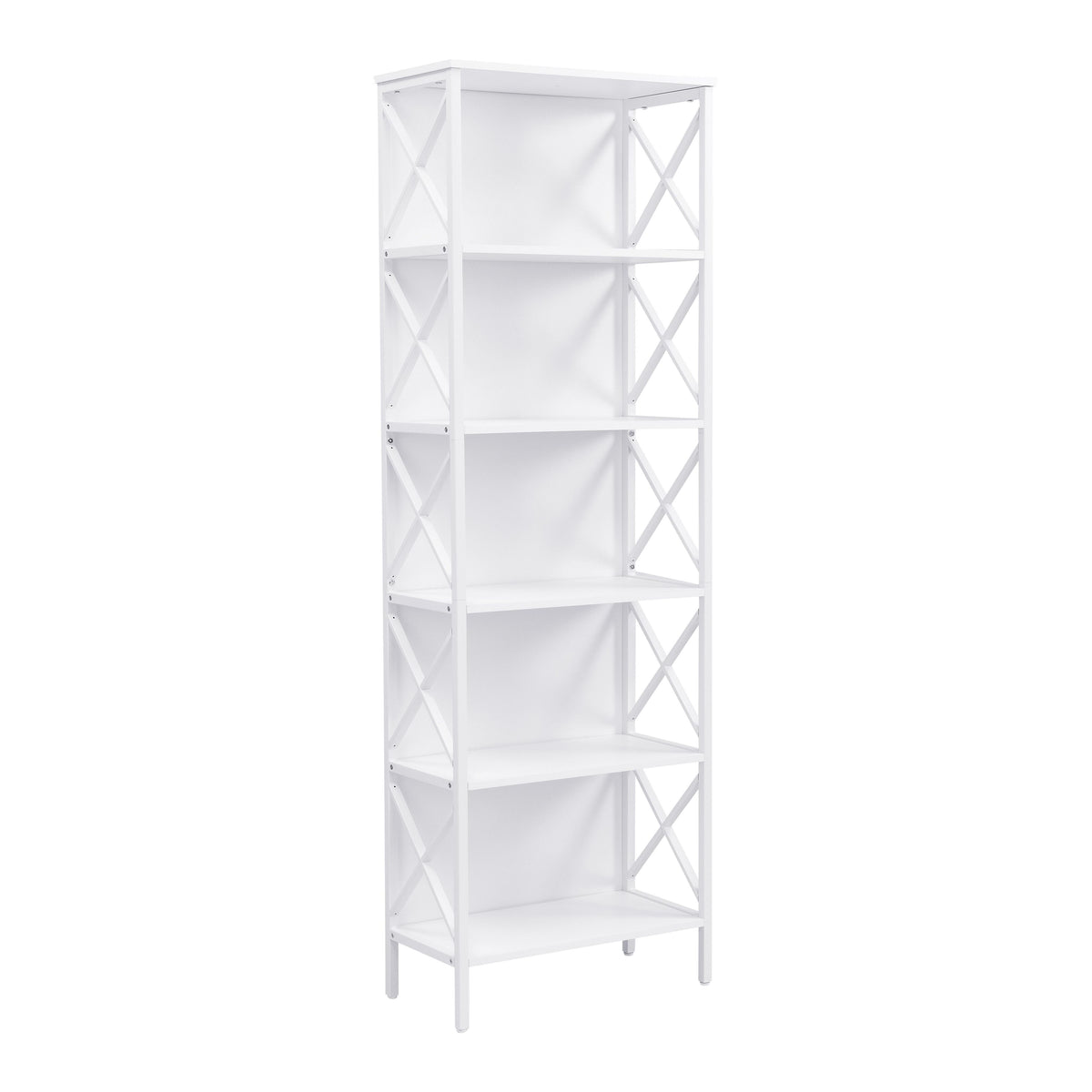 6 Tier Tall Bookshelf, White