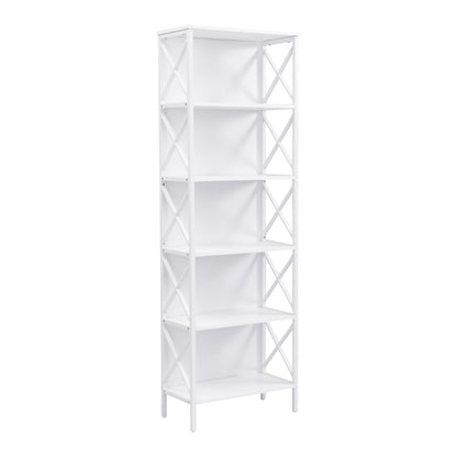 6 Tier Tall Bookshelf, White