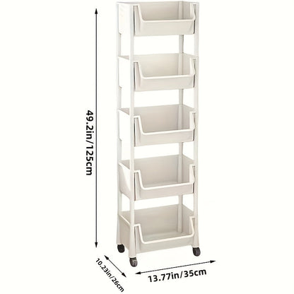 Mobile Bookshelf Office Cart (5-Tier)