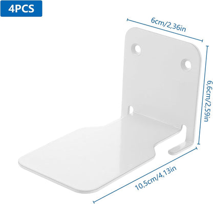 4-piece set - Invisible shelf - Wall shelf - Multifunctional metal shelves - Floating shelves - Wall shelf - Shelf - with screws - for office, classroom and bookstore - White - 6.6 x 6 x 10.5 cm