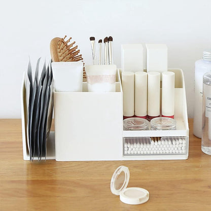 Desk Organizer - Pencil Holder - Storage - Sliding - Desk organizer, pencil holder and card holder, box and container for office, office supplies and dressing table - Gray