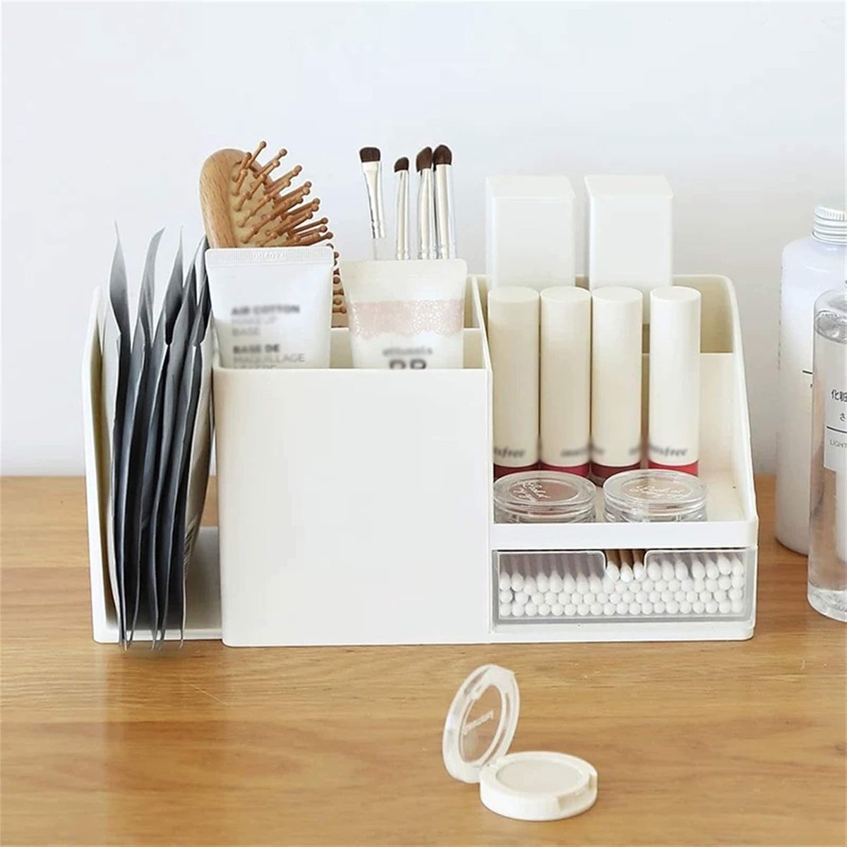 Desk organizer - Pencil holder - Storage - Sliding - Desk organizer, pencil holder and card holder, box and container for office, office supplies and dressing table - Wit