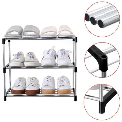 Stackable Shoe Rack 3-Tier Space Saving Storage for Shoes and Bags, 43×26×38cm
