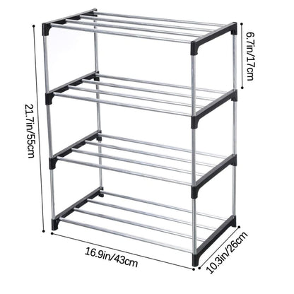 3-Tier Stackable Shoe Rack, Space Saving Storage for Shoes Bags and Accessories, 43 x 26 x 55cm