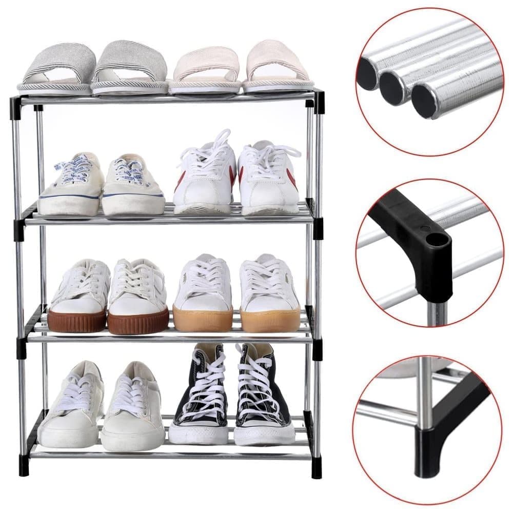 3-Tier Stackable Shoe Rack, Space Saving Storage for Shoes Bags and Accessories, 43 x 26 x 55cm