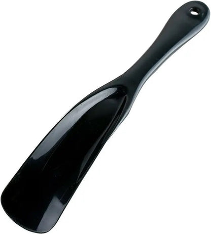 Spoon-shaped shoehorn | Plastic | Length 19.5 cm | Shoe puller | With hanging loop | Black
