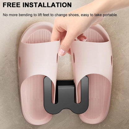 Shoe Storage - 3 Pieces - Shoe Stacker - Shoe Holder - Hanging Shoe Rack - Slipper Storage - Shoe Rack - Hooks - Space-Saving - Wall Mounting - No Drilling Required - Universal - Self-Adhesive - For Bathroom/Bedroom/Living Room - Black