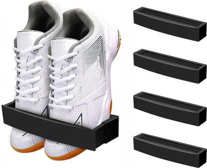 Hanging Shoe Rack for Door - Self-Adhesive Shoe Racks - 4 Pieces - Shoe Rack - Shoe Storage - Shoe Organizer - Shoe Storage System - Shoe Rack - Hanging Shoe Rack for Door - Adjustable Wall-Mounted Shoe Rack - Black - No Drilling Required