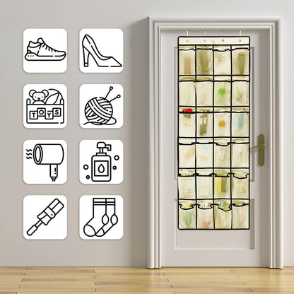 Hanging Shoe Bag - 24 Slots - Shoe Storage - Door Organizer - Hanging Shoe Rack - Shoe Organizer - Door Storage Bag - Hanging Storage - Solution for Shoes Scattered Around - Hanging Shoe Cabinet - Shoe Bag - Beige