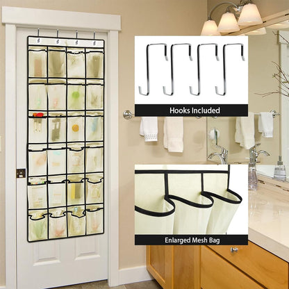 Hanging Shoe Bag - 24 Slots - Shoe Storage - Door Organizer - Hanging Shoe Rack - Shoe Organizer - Door Storage Bag - Hanging Storage - Solution for Shoes Scattered Around - Hanging Shoe Cabinet - Shoe Bag - Beige