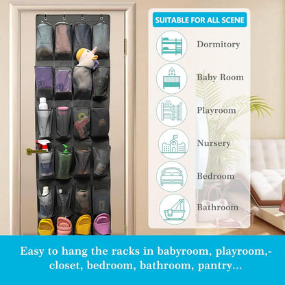 2-Piece Hanging Shoe Bag - Behind the Door Shoe Hanging Holder Rack - Shoe Rack - Shoe Organizer - Shoe Bag - with 48 Large Mesh Pockets - Clear Fabric Shoe Hanger Storage Organizer Bag - Hanging Organizer - Shoe Organizer