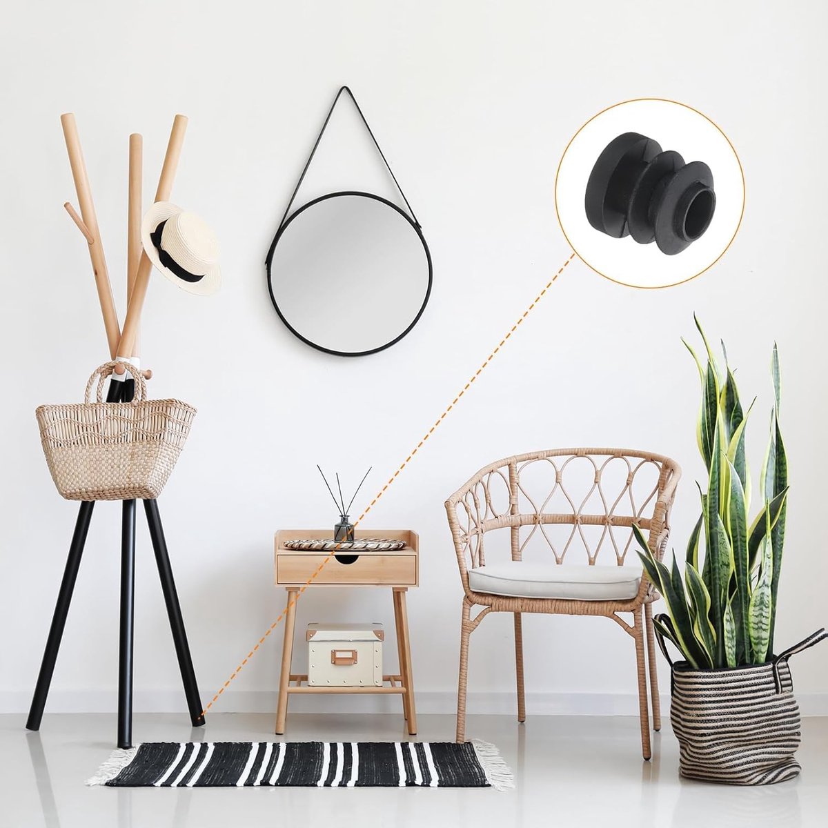 32 pieces - Furniture mats - 16 mm - furniture legs - furniture leg pads - round plastic plugs - end caps for pipes - furniture glides - for tables and chairs - black chair leg protectors - for hardwood floor tiles - black