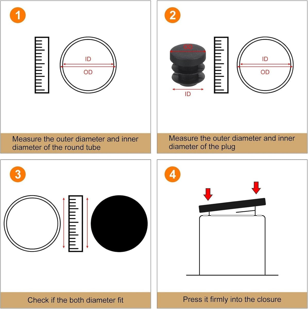 32 pieces - Furniture mats - 16 mm - furniture legs - furniture leg pads - round plastic plugs - end caps for pipes - furniture glides - for tables and chairs - black chair leg protectors - for hardwood floor tiles - black