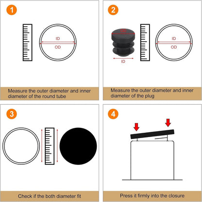 32 pieces - Furniture mats - 16 mm - furniture legs - furniture leg pads - round plastic plugs - end caps for pipes - furniture glides - for tables and chairs - black chair leg protectors - for hardwood floor tiles - black