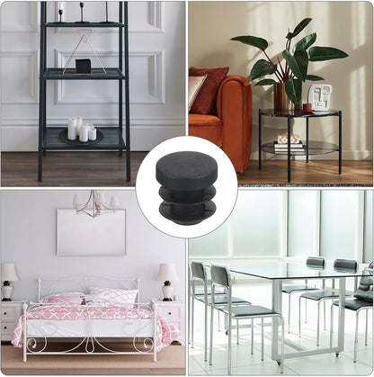 32 pieces - Furniture mats - 16 mm - furniture legs - furniture leg pads - round plastic plugs - end caps for pipes - furniture glides - for tables and chairs - black chair leg protectors - for hardwood floor tiles - black