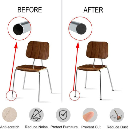 32 pieces - Furniture mats - 16 mm - furniture legs - furniture leg pads - round plastic plugs - end caps for pipes - furniture glides - for tables and chairs - black chair leg protectors - for hardwood floor tiles - black