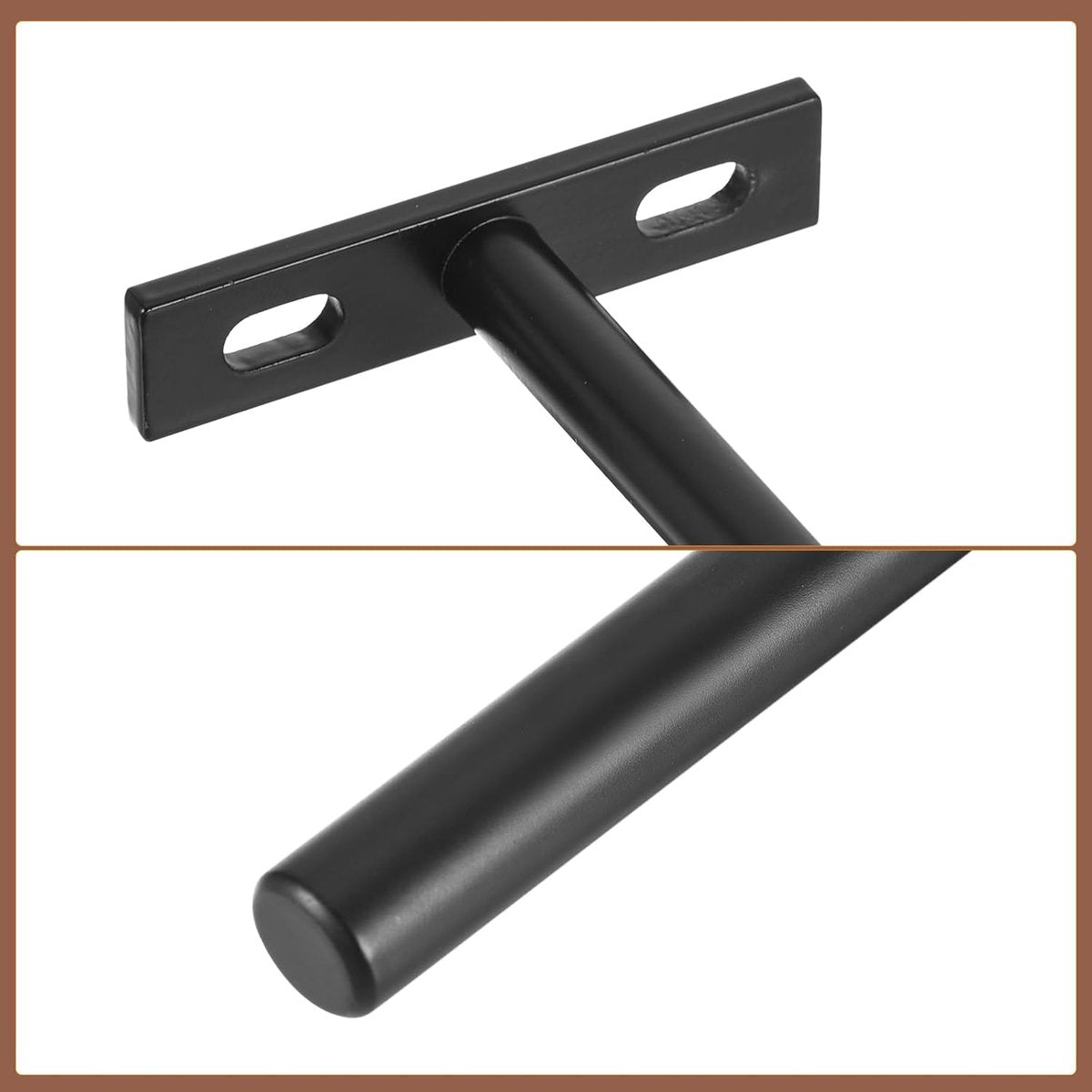 4 pieces - concealed floating shelf brackets - 3 inch - silver - shelves - floating shelf support brackets - steel - wall mounting - screws and plugs included - T-brackets for shelves - for floating wooden shelves - black - 76 mm